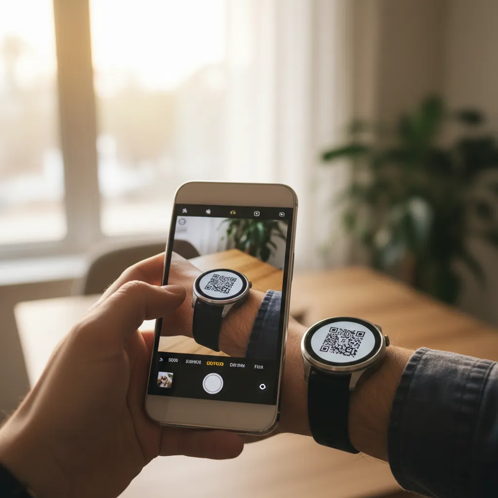 Escanear el código QR desde los ajustes del reloj te lleva directamente a la aplicación correcta en tu tienda