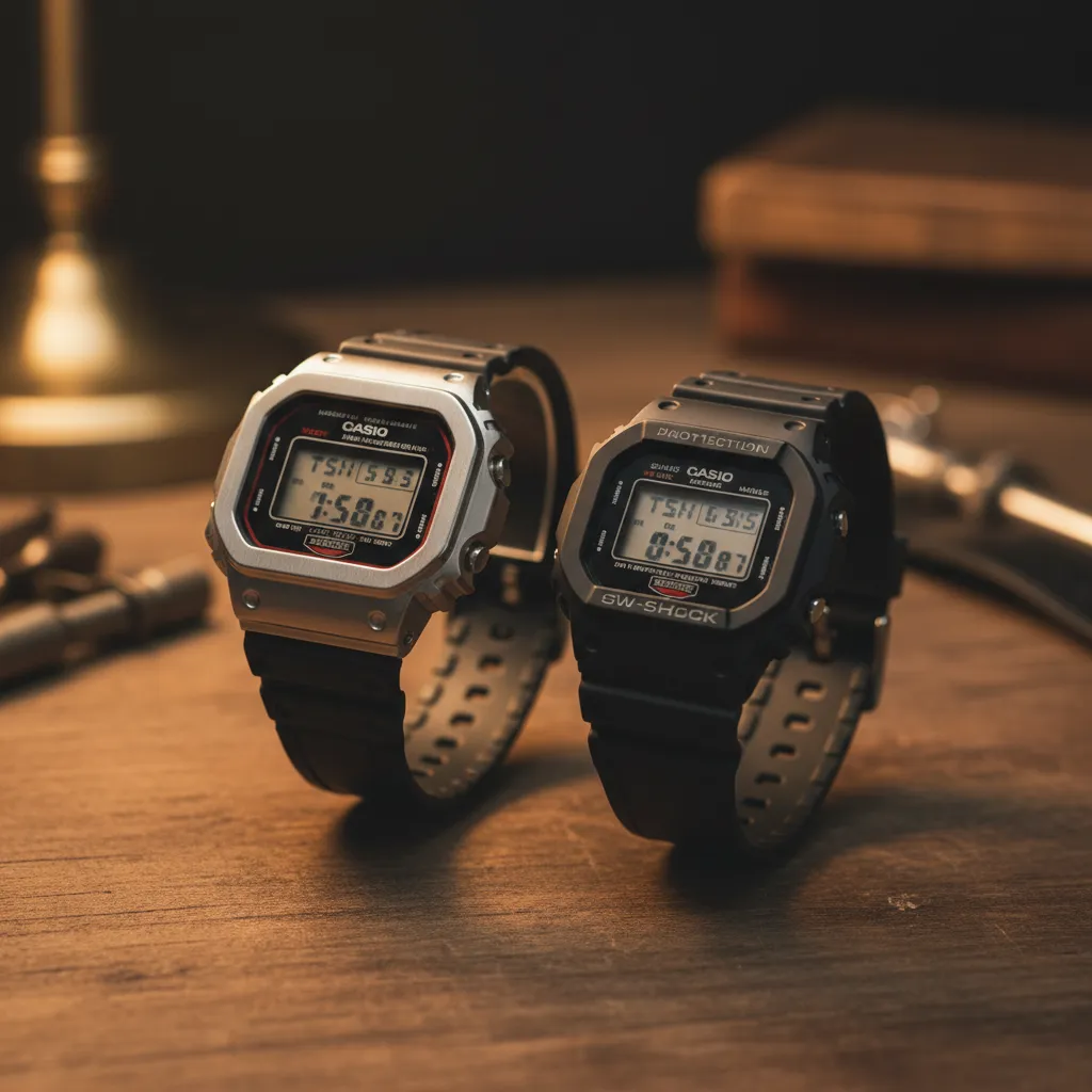 El DW-5000C original de 1983 junto a su heredero actual: la silueta que definió una categoría entera de relojería