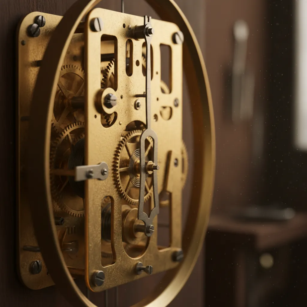 El calibre mecánico de un reloj de péndulo: cada engranaje cumple una función precisa que no ha cambiado en siglos