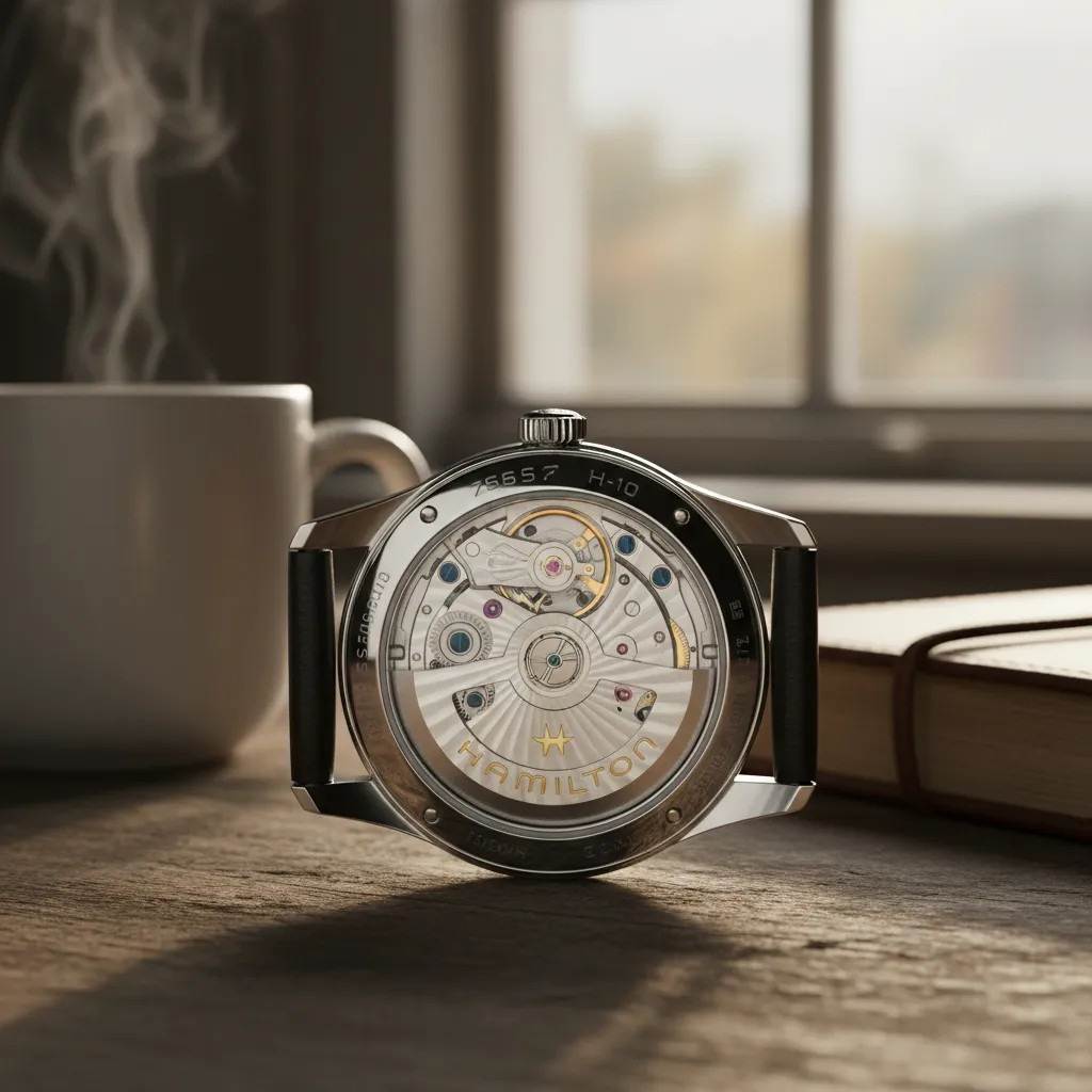 El calibre H-10 ofrece 80 horas de reserva de marcha, suficiente para un fin de semana completo sin cuerda