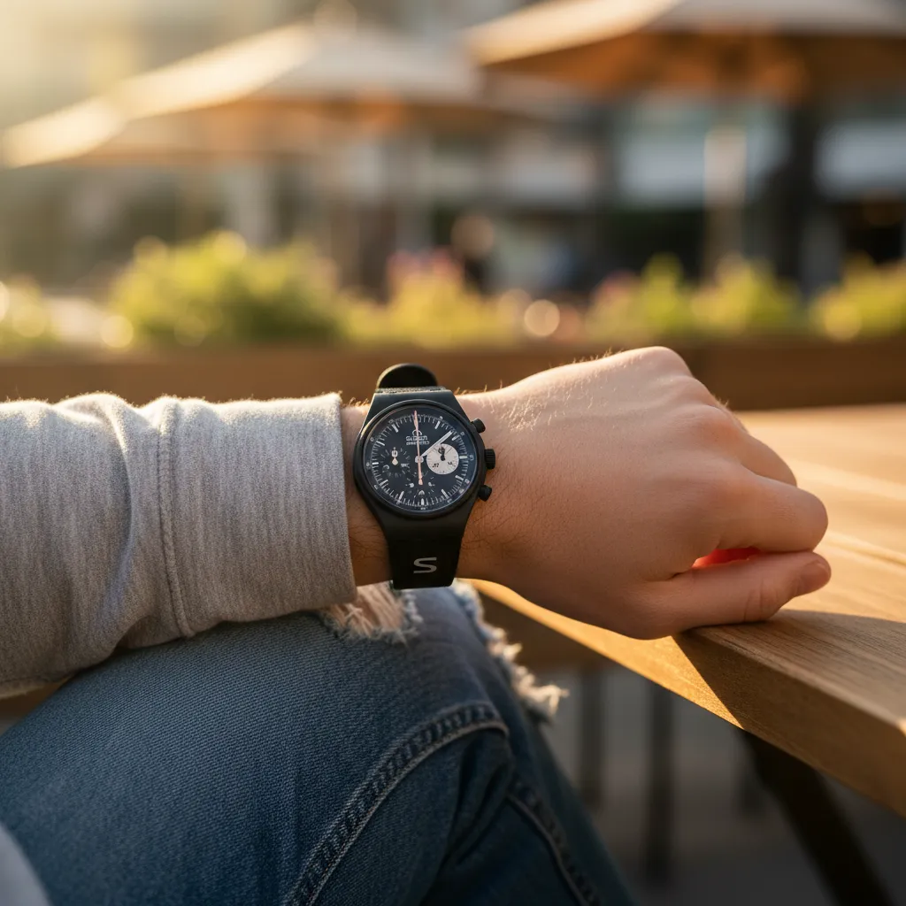 El MoonSwatch en muñeca transmite una presencia que supera con creces lo esperado para un reloj de 260 euros