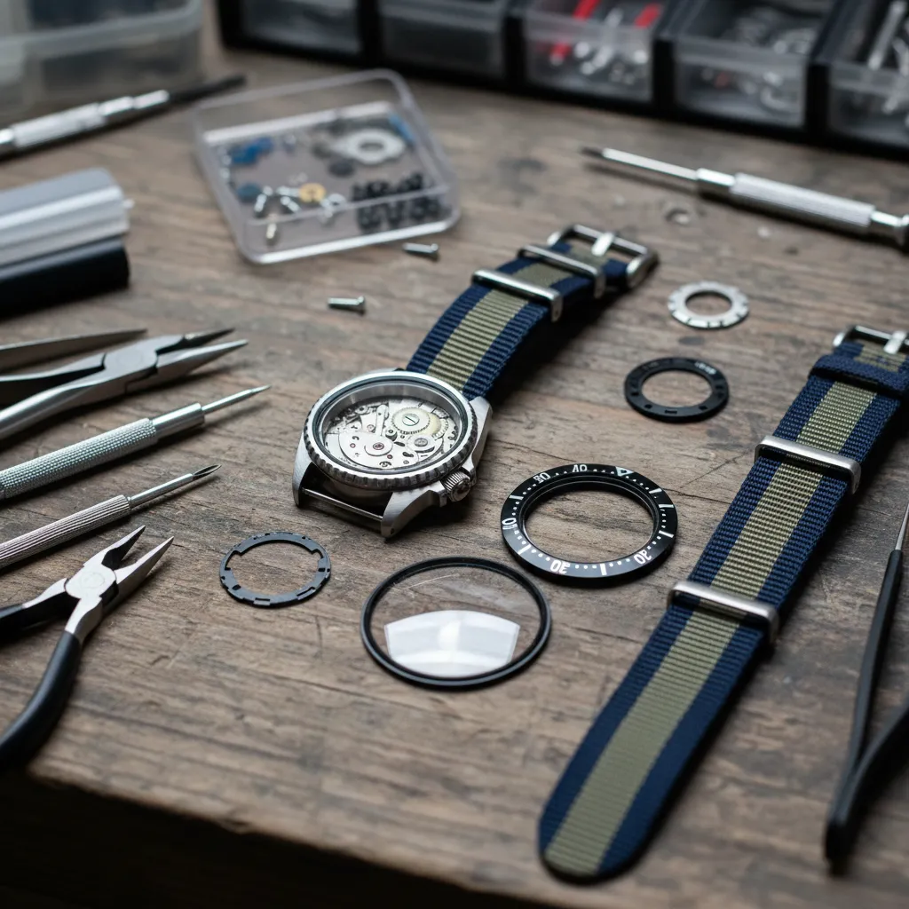 El modding del Seiko 5 abre un mundo de posibilidades creativas: cristal de zafiro, bisel cerámico y correas intercambiables transforman el reloj por completo