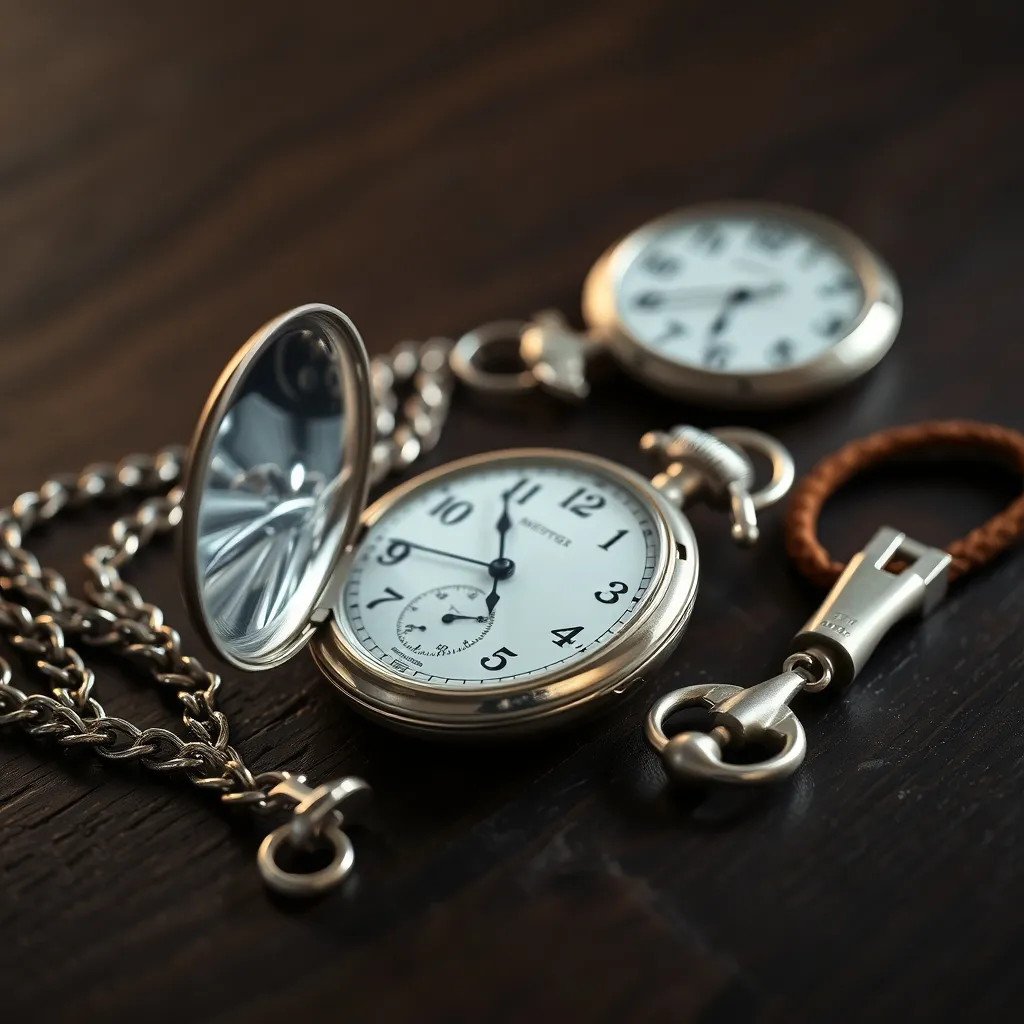 Los tres tipos principales de cadena para reloj de bolsillo: Alberto, barra en T y cordón de cuero, cada uno pensado para un uso distinto