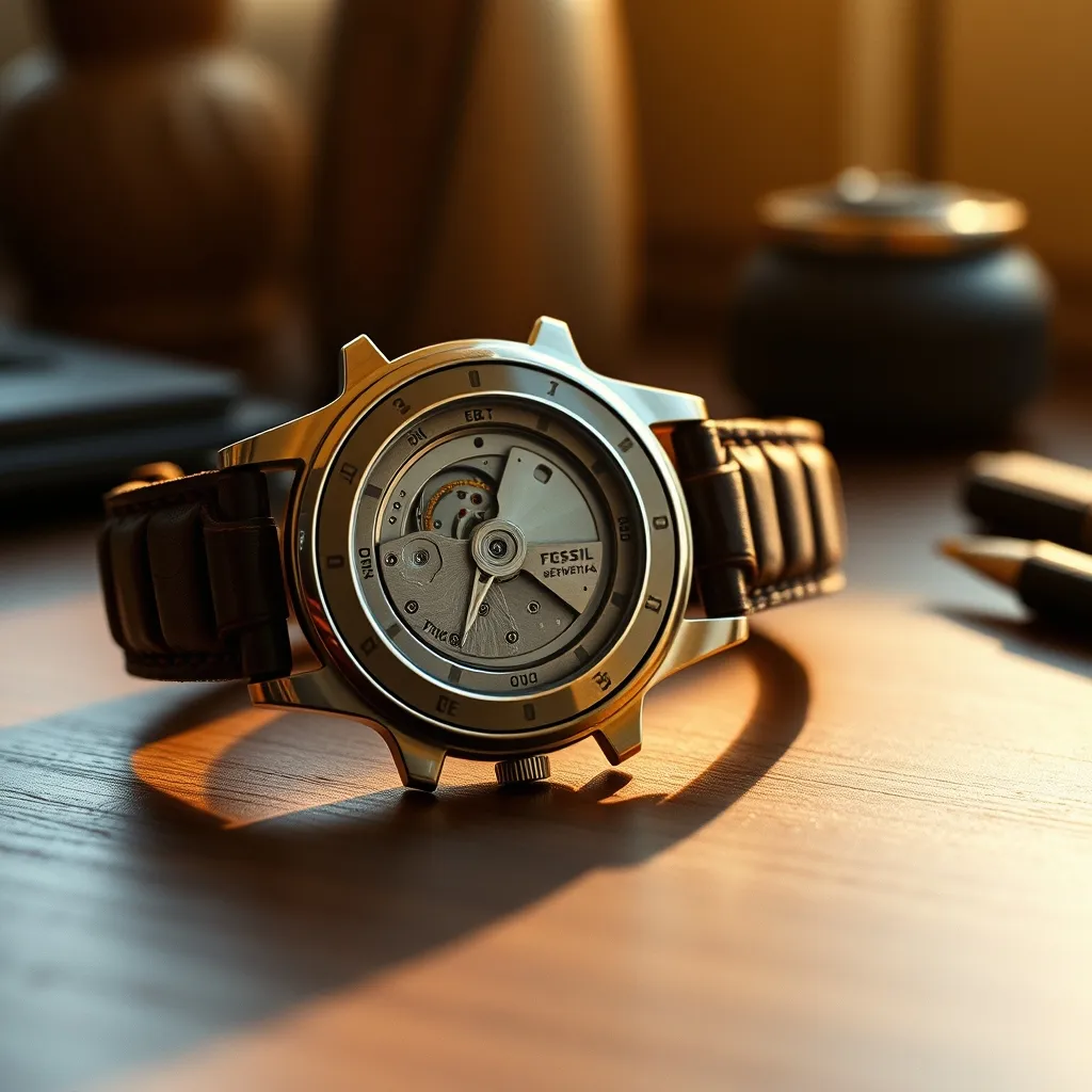 El fondo transparente de los Fossil automáticos deja ver el rotor del calibre Miyota con decoración de rayas