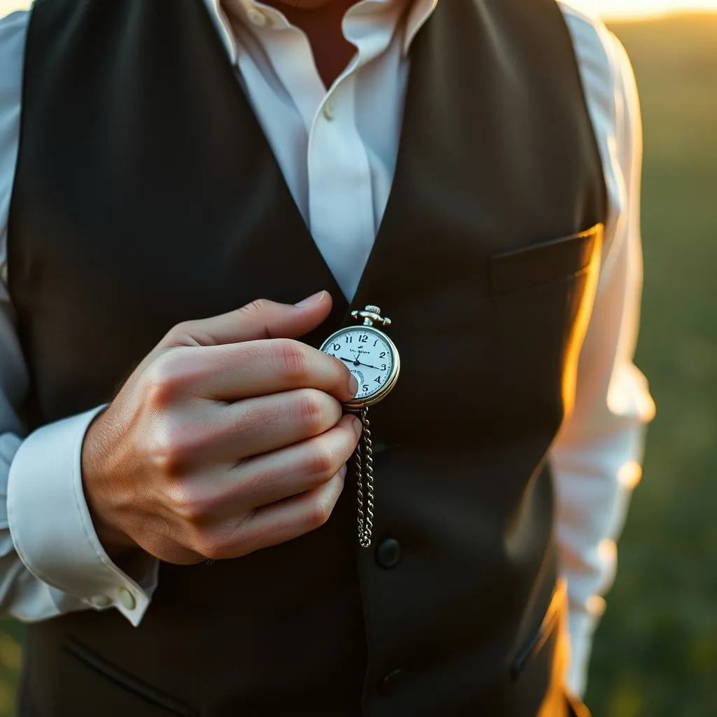 El bolsillo izquierdo del chaleco es la ubicación tradicional para llevar un reloj de bolsillo con cadena