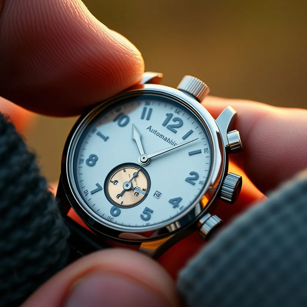 La corona de un reloj automático en segunda posición permite el ajuste manual de las agujas con una precisión de ±5 segundos diarios
