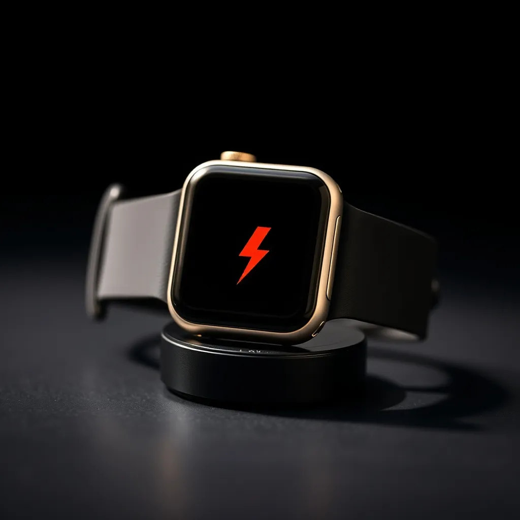 El rayo rojo en pantalla indica que el Apple Watch está cargando pero aún no tiene energía suficiente para arrancar