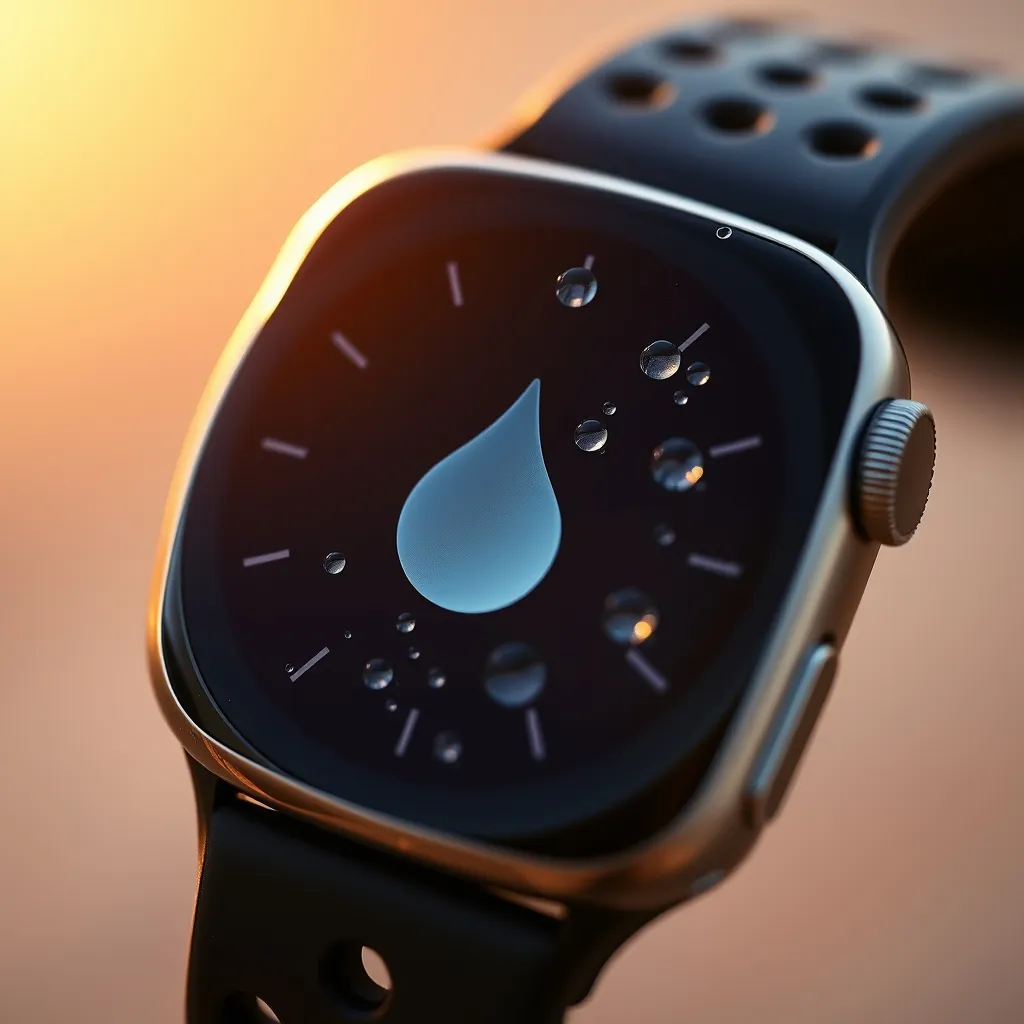 El icono de la gota de agua en el Centro de Control activa el modo agua y bloquea la pantalla táctil durante la inmersión