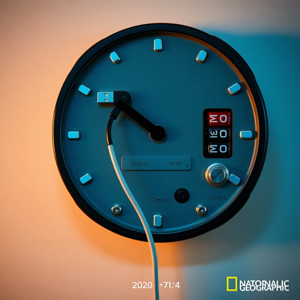 La parte trasera de un reloj LED típico: conexión USB, compartimento de pilas de respaldo y botones de ajuste accesibles