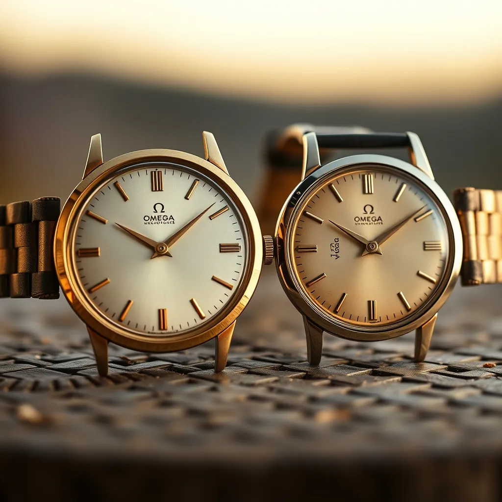 Diferencia visual entre un De Ville de oro macizo 18k (izquierda) y un modelo chapado en oro (derecha) de la misma época