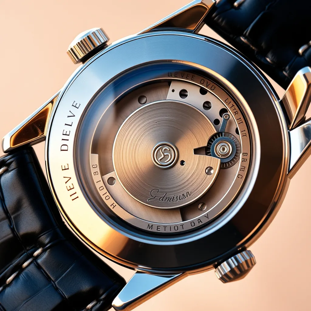 El calibre coaxial Omega visto a través del fondo transparente: acabado Côtes de Genève y rotor firmado que certifican la autenticidad